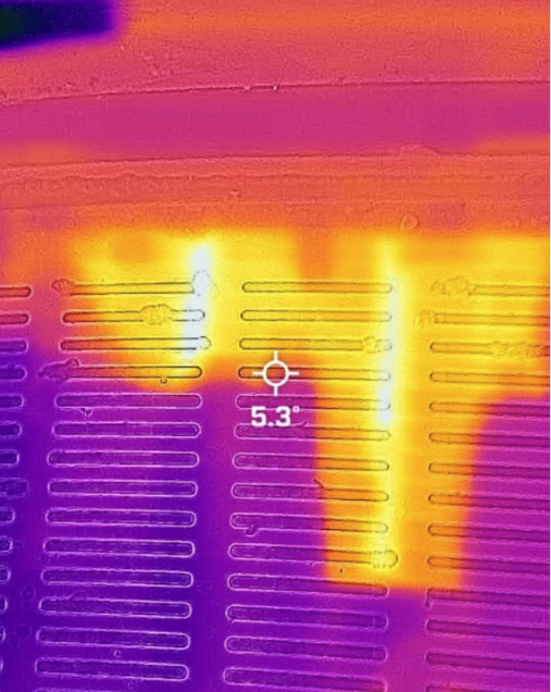 Infrared Image of my parent's hive that produced the honey and beeswax in this product! They are huddled together for warmth as it is a pretty cold season in Utah!